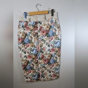 Vintage 90s Carla Carini floral woven cotton pencil skirt